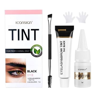 Lash Color Kit Eyelash Color Set Black with Natural Effects Lasts 6 Weeks Easy to Use for Salon &amp; Home 7ml