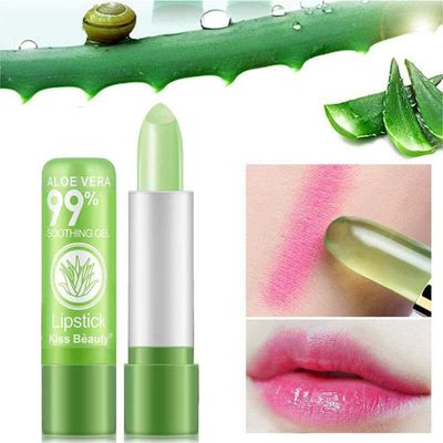 5 Pack Aloe Vera Color Changing Lipstick, Long Lasting Moisturizing Temperature Color Changing Aloe Vera Lip Gloss Lip Balm, Green Lipstick that Turns Pink Magic lipstick Makeup (Aloe Vera)