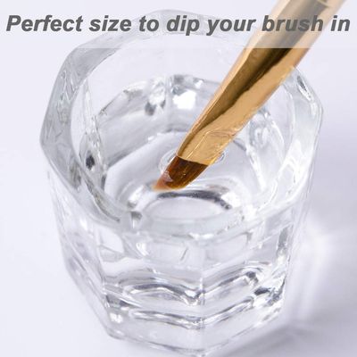 fiezkaa 2pcs Nail Dappen Dish Clear Monomer Liquid Cup, Dampen Dish for Acrylic Nails, Manicure Glass Bowl