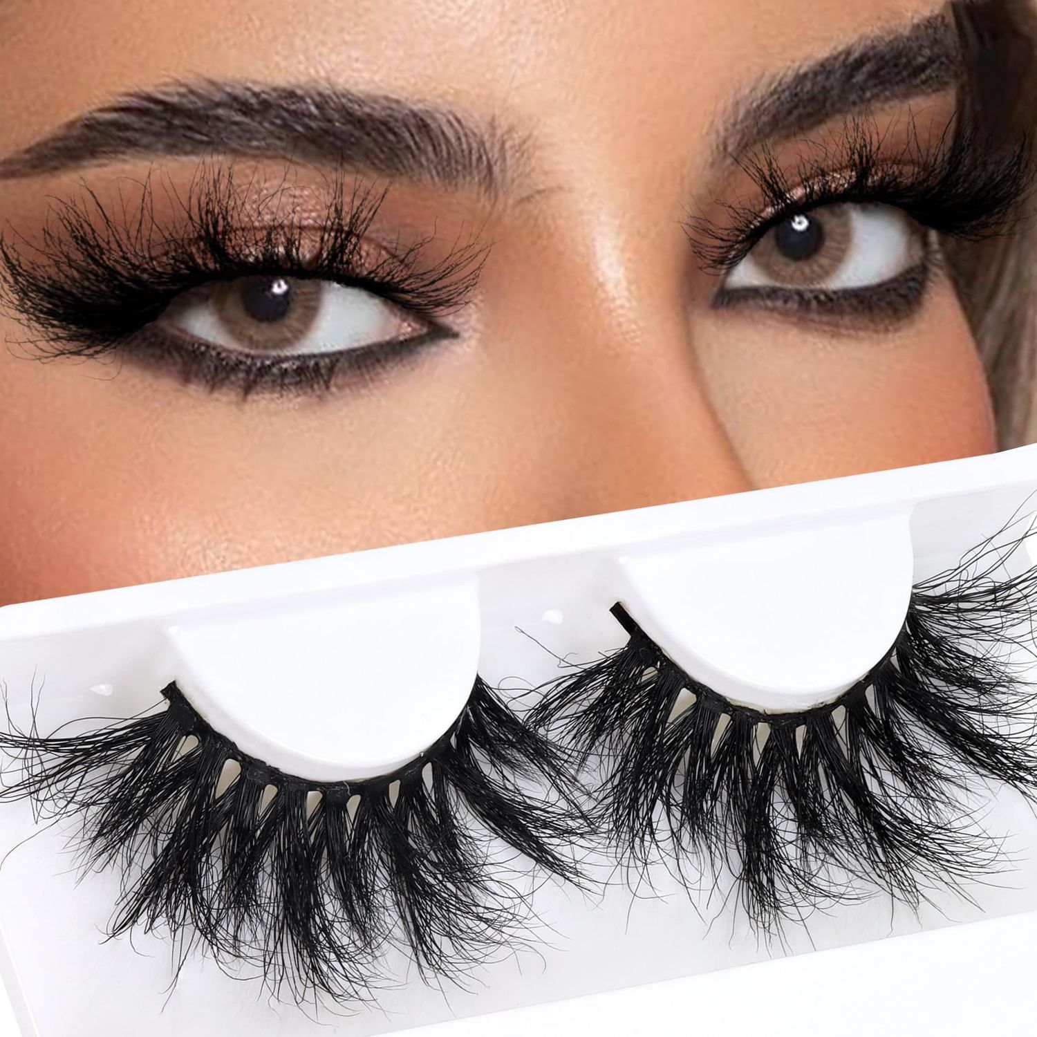 Veleasha High Volume Mink Lashes Cruelty-free 25mm Long 3D Eyelashes Dramatic Look for Makeup (45A)False Eyelashes
