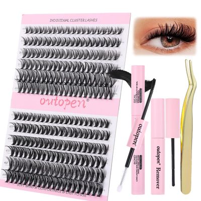 outopen DIY Lash Extension Kit Eyelash Extension Kit, 240pcs 8-14mm Mix Individual Lashes Cluster Kit with Lash Bond and Seal Glue, Lash Remover, Lash Applicator(30D40D, 240Pcs)