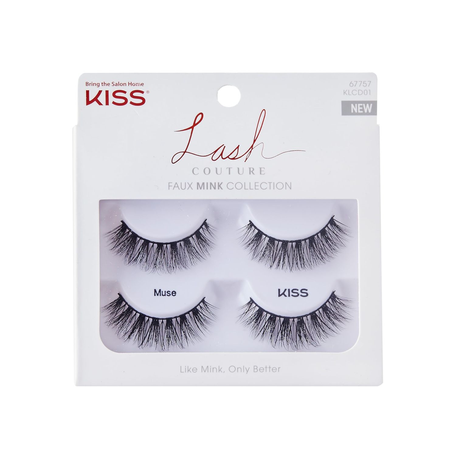 KISS Lash Couture, False Eyelashes, &#39;Muse&#39;, 14 mm, Includes 2 Pairs Of Lashes, Contact Lens Friendly, Easy to Apply, Reusable Strip Lashes, Glue On Lashes
