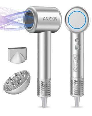 Hair Dryer, High-Speed Ionic Low Noise Blow Dryer with Brushless Motor for Fast Drying, Thermo-Control Quiet Compact Hair Blow Dryer with Magnetic Diffuser for Curly Hair for Home Travel Salon