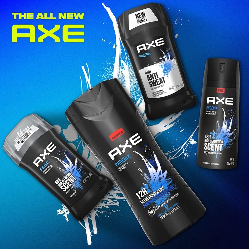 AXE Antiperspirant Deodorant for Men Phoenix 4PK 48H Sweat &amp; Odor Protection for Long Lasting Freshness, Crushed Mint &amp; Rosemary Men's Deodorant 2.7 oz