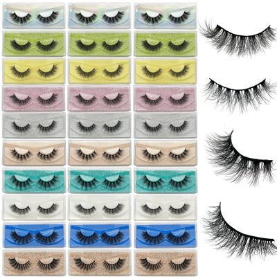 Fluffy Lashes 18mm False Eyelashes 30 Pairs 10 Styles Mixed Natural 9D Faux Mink Lashes Bulk Soft Reusable Fake Eyelashes Wholesale Lash with Glitter Portable Boxes