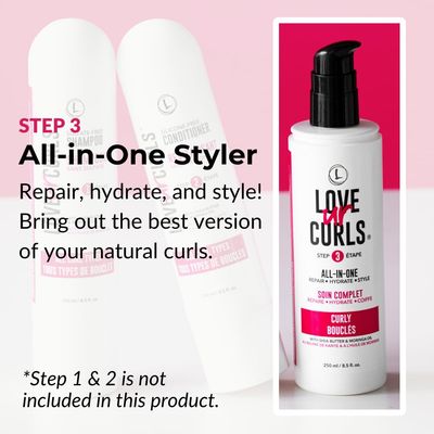 Love Ur Curls - LUS All in One Curl Cream Styler, Anti Frizz Curling Cream for Curly Hair, Repair, Define, Hydrate &amp; Style with Shea Butter, 250mL