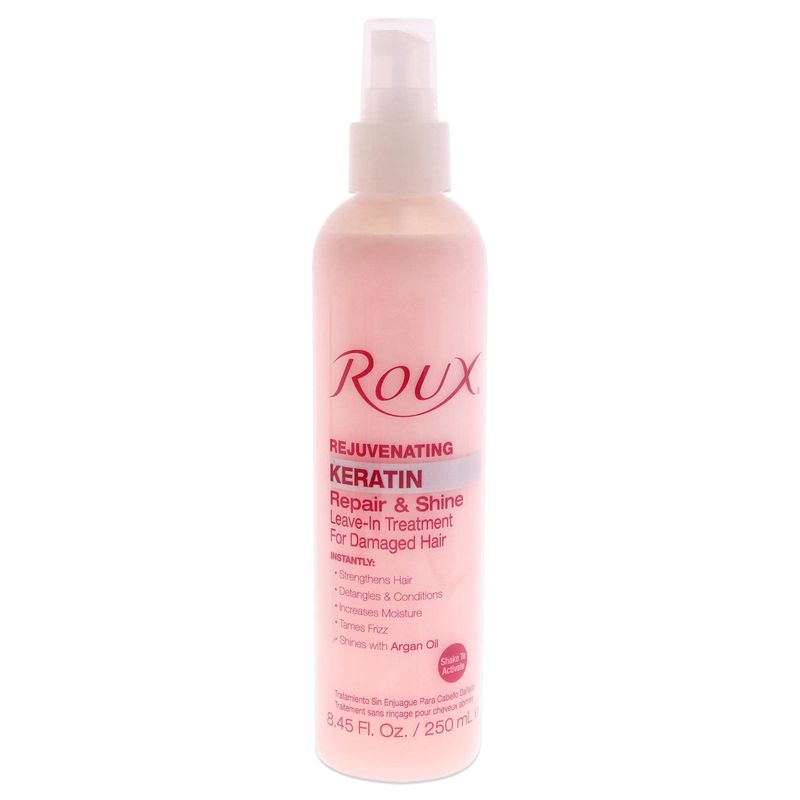Roux Argan Oil Keratin Repair &amp; Shine Leave in Treatment, Rejuvinating Formula for Damaged Hair, 8.45 Fl Oz