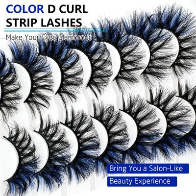 IFSOWDRA Colored Lashes Mink Wispy CD Curl 3D Mink Strip Lashes Blue Color Lashes Natural Look Dramatic Long 20mm25mm Cat Eye False Lashes Pack