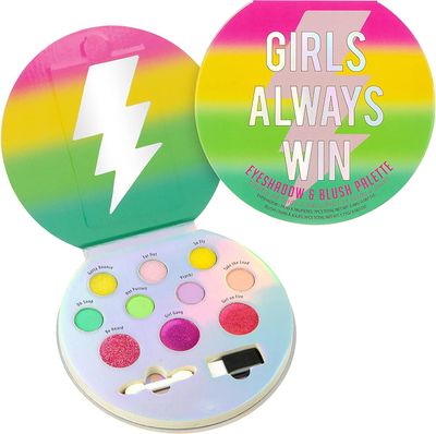 Expressions Girls Always Win Glisten &amp; Glitter Makeup Palette 10 Color Eyeshadow Palette &amp; Blush Makeup Novelty Beauty Set, Fold Out Compact with Mirror, Washable, Non-Toxic