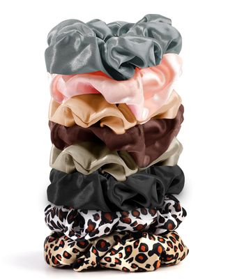 Cutebe 8 Pack Hair Ties Silk Scrunchies for Women Soft Satin Hair Scrunchies Elastic Hair Ties No Damage Ponytail Holders Rubber Bands Hair Accessories Gifts (Mix Color A (8 Pack))