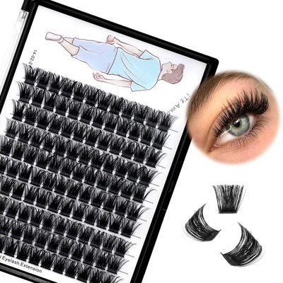 Dedila Large Tray-Grafted Wide Stem Individual False Eyelashes Thick Base 120 Clusters D Curl Natural Long Volume Eye Lashes Extensions Dramatic Look 8-20mm Available (14mm)