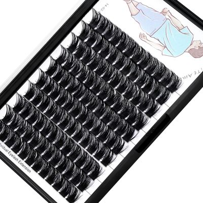 Dedila Large Tray-Grafted Wide Stem Individual False Eyelashes Thick Base 120 Clusters D Curl Natural Long Volume Eye Lashes Extensions Dramatic Look 8-20mm Available (14mm)