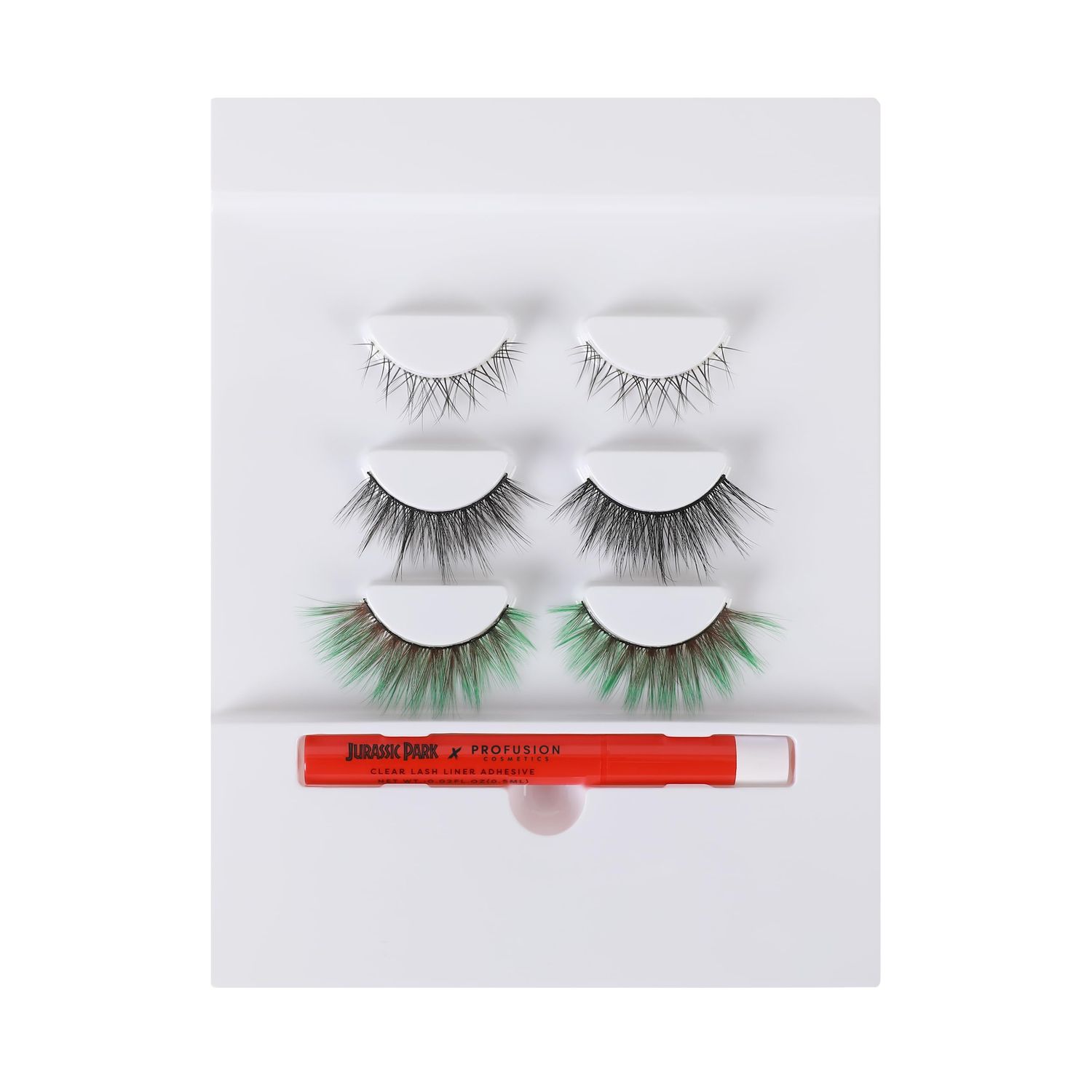 Profusion Cosmetics Jurassic Park 10,000 Volts Faux Mink Lash Set, Super Slim Lash Band with Real Lash Extension Fibers, Reusable Strip Lashes for Eye Catching Look