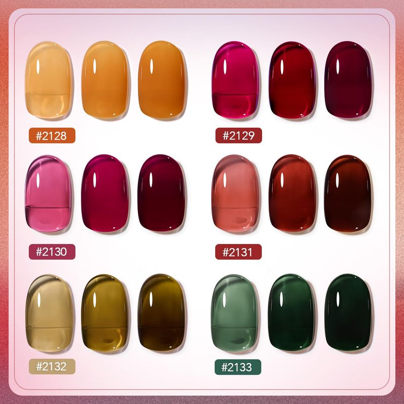 GAOY Wonder Color Jelly Gel Nail Polish of 6 Transparent Black Red Hot Pink Green Brown Colors Sheer Gel Polish Kit for Salon Gel Manicure and Nail Art DIY at Home