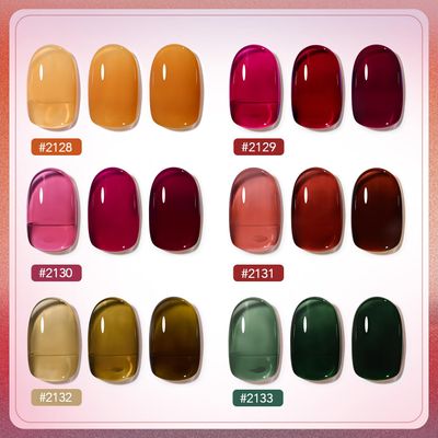 GAOY Wonder Color Jelly Gel Nail Polish of 6 Transparent Black Red Hot Pink Green Brown Colors Sheer Gel Polish Kit for Salon Gel Manicure and Nail Art DIY at Home