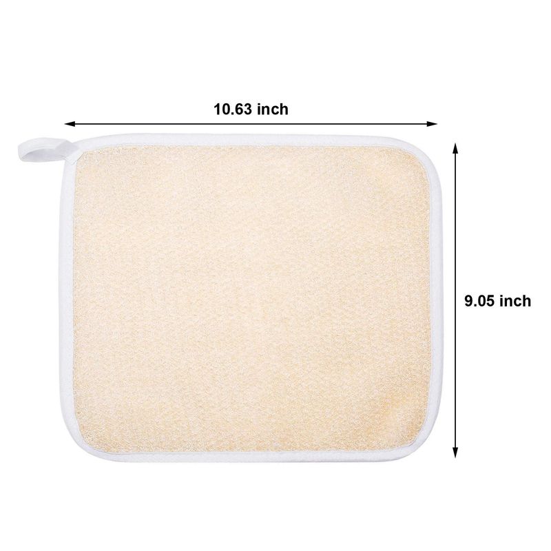 Tatuo 5 Pcs Exfoliating Face and Body Wash Cloths Towel Weave Bath Cloth Exfoliating Scrub Cloth Massage Bath Cloth for Women and Men, 10.63 x 9.05 Inch (Beige)