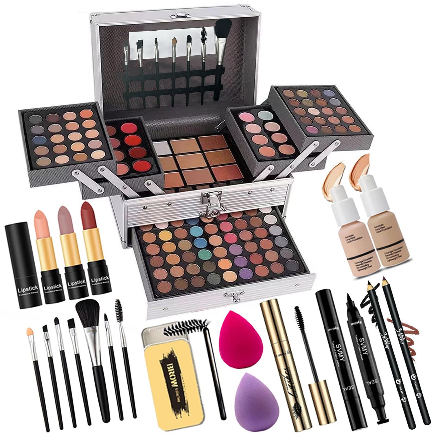 132 Color All In One Makeup For Women Full Kit,Professional Makeup Kit,Makeup Gift Set for Women,Beginner&amp;Teens,Makeup set Include eyeshadowlipstickconcealerLip GlossEyelinerMascara (A1-01)