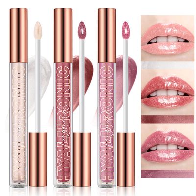 LANGMANNI Hyaluronic Acid Lip Gloss Set(3Pcs),Shimmer &amp; Long Lasting Smooth Texture Gloss For Lips Plumping,Moisturizing And Brightening. 0.1ozpc (#1#2#3)