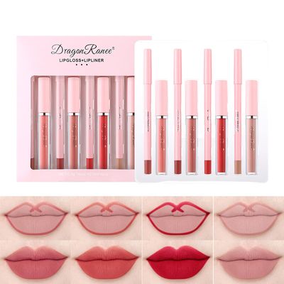 Gireatick 6 Velvety Matte Liquid Lipsticks  6 Matching Smooth Lip liner Pencil, One Step Lips Makeup Kits, Waterproof Long Lasting Velvety Matte Lipstick Lip Makeup Gift Kit for Women Girls