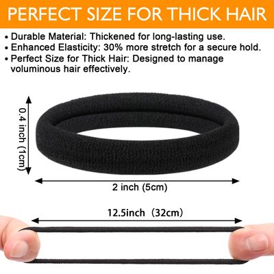 Ayogost Black Hair Ties No Damage 100 Pcs Ponytail Holders Elastic Thick Hair Bands for Women Girls Thick Curly Hair