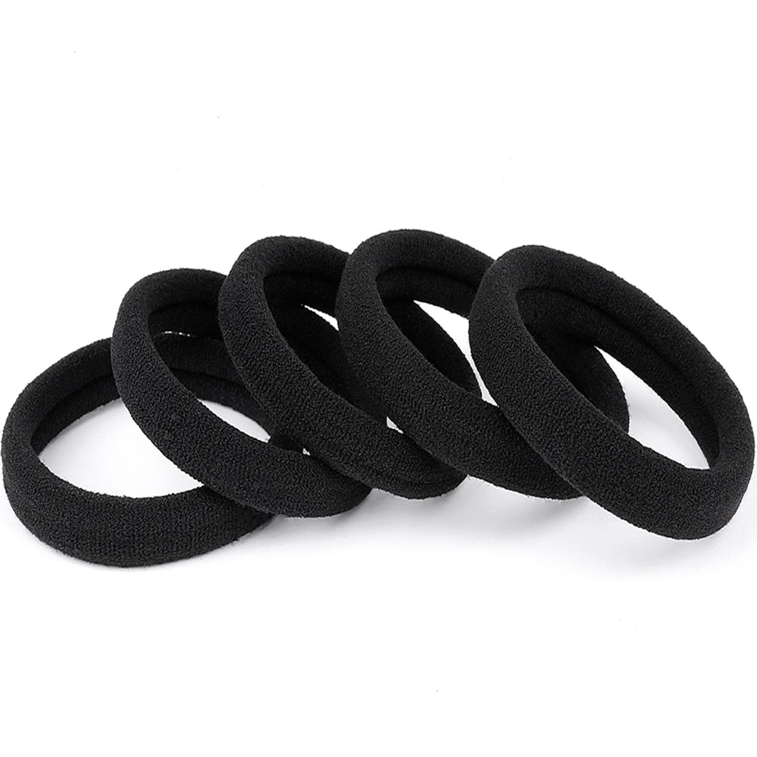 Ayogost Black Hair Ties No Damage 100 Pcs Ponytail Holders Elastic Thick Hair Bands for Women Girls Thick Curly Hair