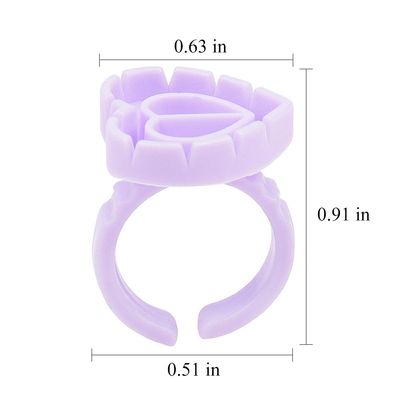 200pcs Disposable Plastic Eyelash Flower Glue Ring Lash Extension Blossom Holder Cup (Heart shape-Purple)