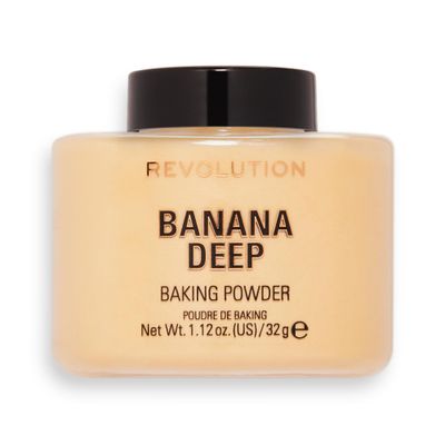 Revolution Beauty, Loose Baking Powder, Makeup Setting Powder, Long Lasting Coverage, Mattifies &amp; Reduces Shine, Banana Deep, 1.13 Oz