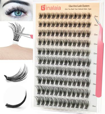 120PCS Self Adhesive Lash Clusters, Press on Pre bonded Eye lashes Clusters Natural Look No Glue Needed,10-16MM DIY Lash Extension FOR Beginners Dating and Working Business People