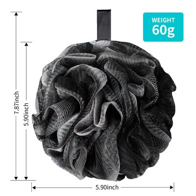 BCKENEY Bath Loofah Shower Sponge Body Back Scrubber Soft Mesh Shower Puffs Exfoliating Loofa for Women &amp; Men Bath Accessories Cleaning Tool (Pack of 4 60G Loofah, Dark Elf)
