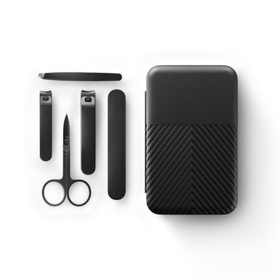 MANSCAPED Shears 3.0, 5-Piece Precision Mens Nail Grooming Travel Kit, Stainless Steel Manicure Set with Fingernail &amp; Toenail Clippers, Nail File, Slant Tip Tweezers, Cuticle Scissors, Travel Case