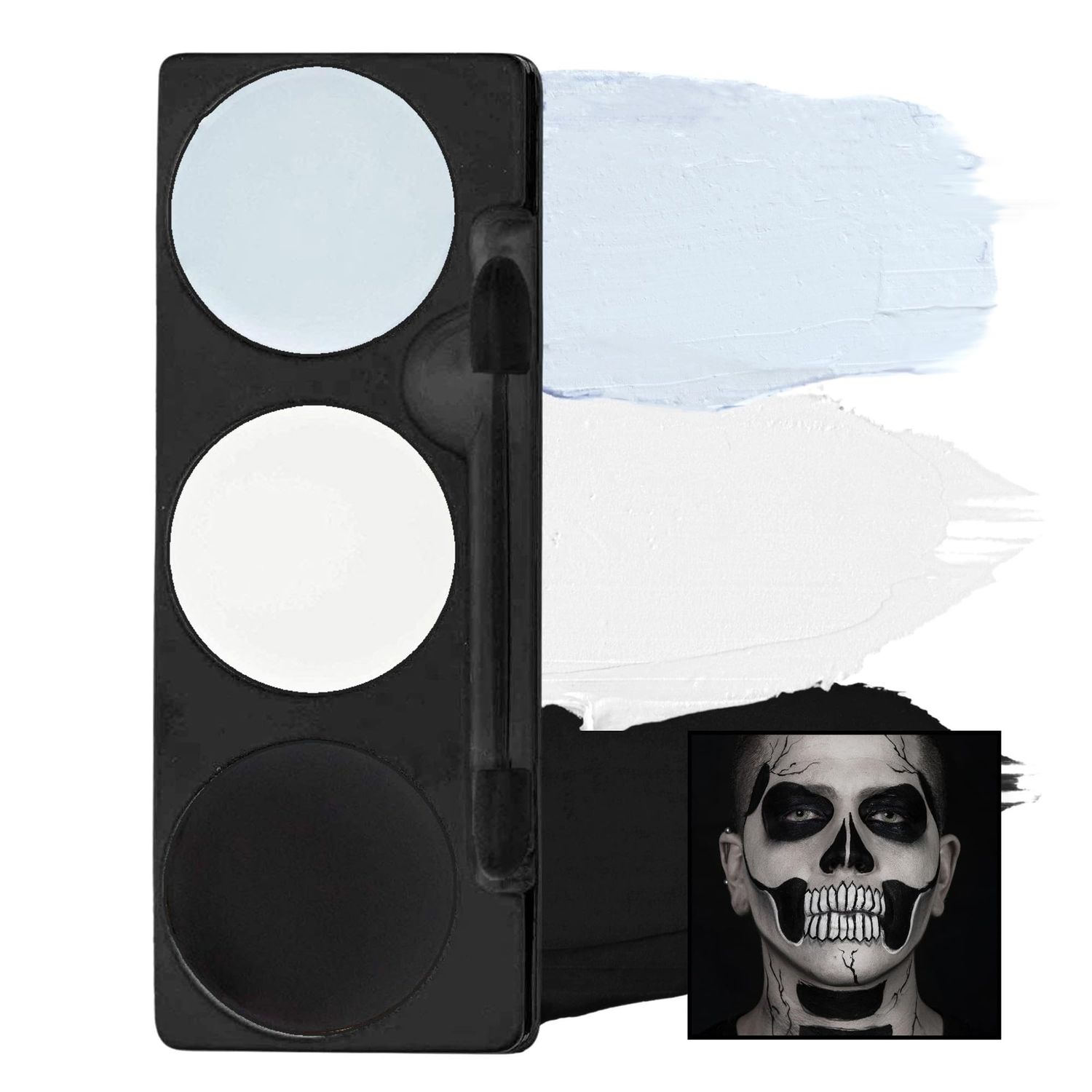 Mehron Makeup Tri-Color Character Makeup Palette | Halloween, Special Effects and Theater Cream Makeup FX Palette | Face Paint Makeup .7 oz (20 g) (Skeleton)