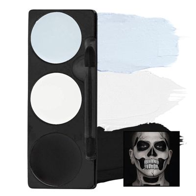 Mehron Makeup Tri-Color Character Makeup Palette | Halloween, Special Effects and Theater Cream Makeup FX Palette | Face Paint Makeup .7 oz (20 g) (Skeleton)
