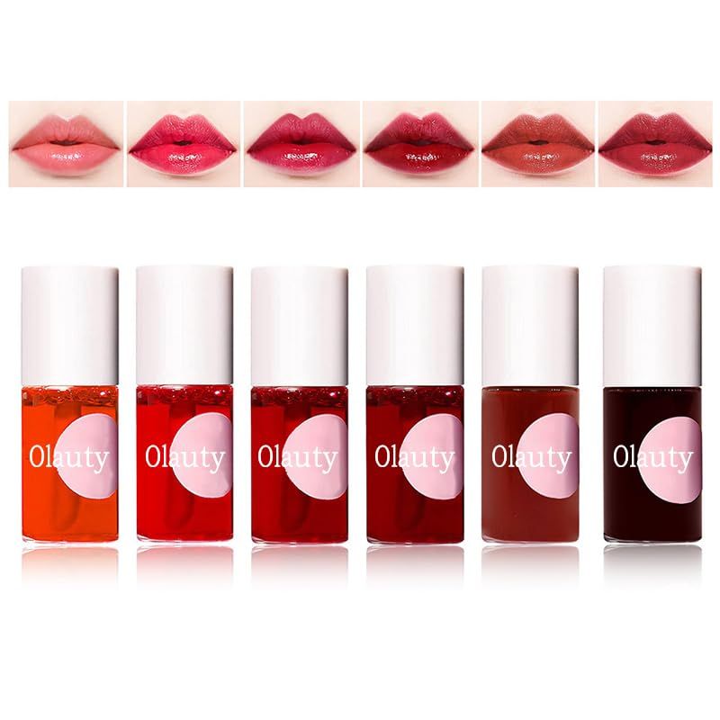 6 Colors Lip Tint Stain Set, Natural Moisturizing Lip Stain Long Lasting Waterproof Korean Lip Gloss, Multi-Use Lip &amp; Cheek Tint Mini Liquid Lipstick,Lightweight,Non-sticky,Transfer-Proof,Vivid Color