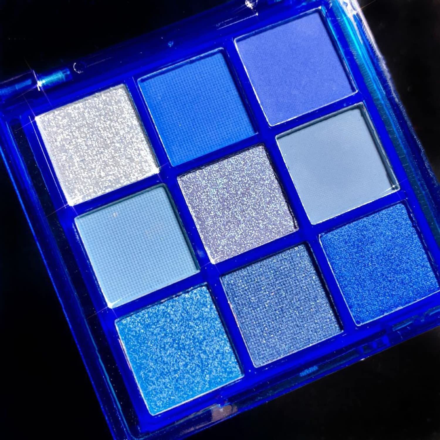 MAEPEOR Black Grey Smokey Eyeshadow Palette 9 Colors Cool Toned Matte Glitter Eyeshadow Palette Longlasting Waterproof Smoky Eye Shadow for Girls and Women (Set 3, Blue Silver)