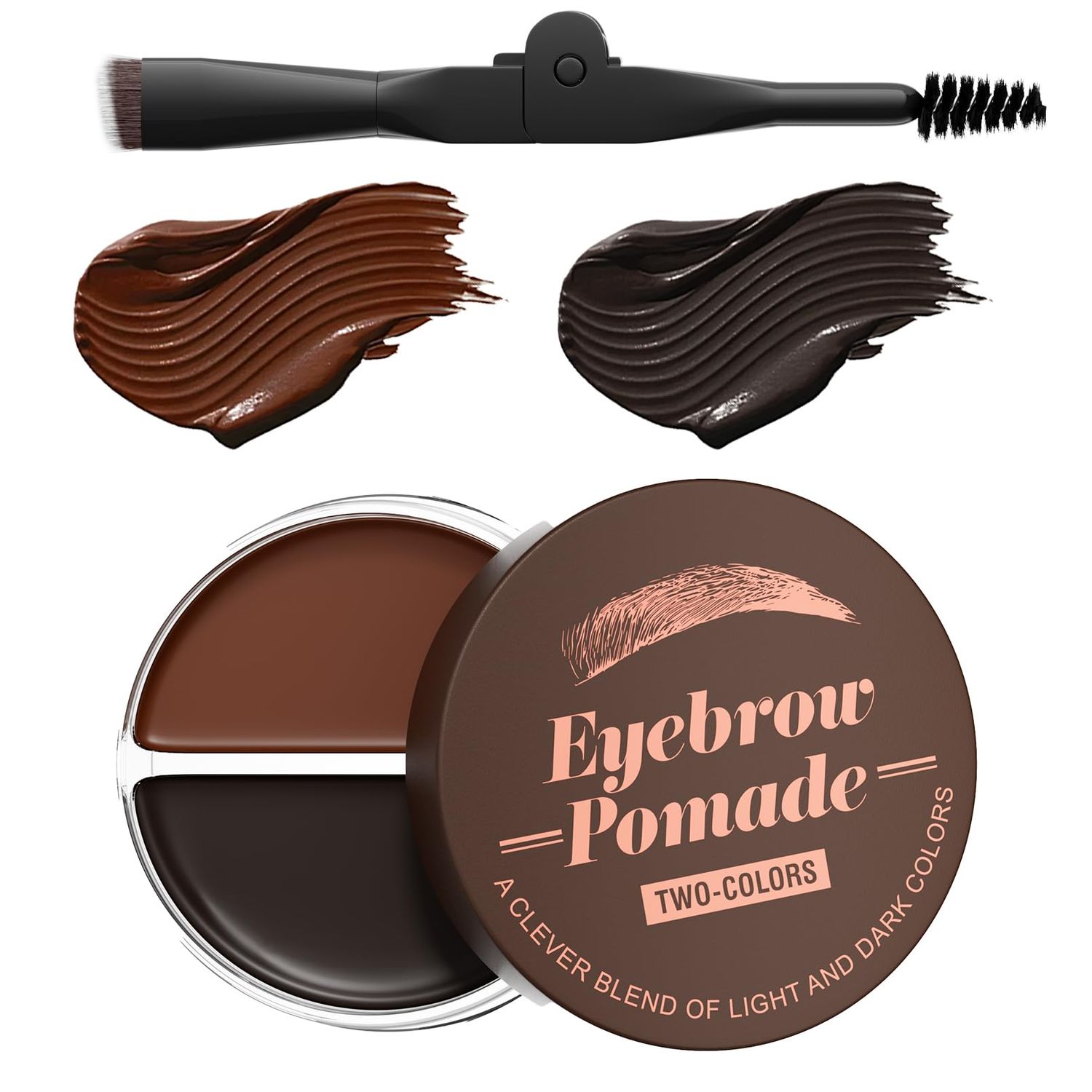 Eyebrow Pomade for Women,Long Lasting Waterproof Eyebrow Kit Makeup with Dual Color Eyebrow Pomade and Dual-ended Eyebrow Brush,Create Natural Brow Makeup(Dark Brown  Black)