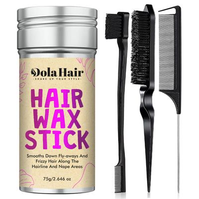 Dolahair Hair Wax Stick - Flyaway Control and Styling Pomade for Kids, Women, and Men - Hair Bun Maker and Accessorie Slick Back Hair Brush(2.7 Oz Pack of 4)