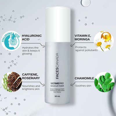 FACESCANADA Ultime Pro Makeup Fixer | Long Lasting Setting Spray | Hydrating & Refreshing Facial Mist with Hyaluronic Acid | Lightweight & Non Sticky | 1.69 Fl Oz (50ml)