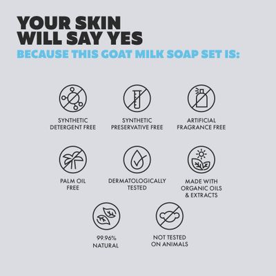Skin Said Yes Goat Milk Soap Bars - Set of 8 Pieces - All Natural, Organic, Goats Milk Soap Bars - Nourishing, Ideal for Sensitive Skin - Perfect for Kids, Men, and Women of All Ages