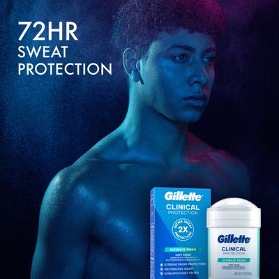 Gillette Mens Clinical Strength Antiperspirant and Deodorant, 72-Hour Sweat Protection, #1 Clinical Brand for Men, Soft Solid, Ultimate Fresh Scent, 1.7 oz (Pack of 3)