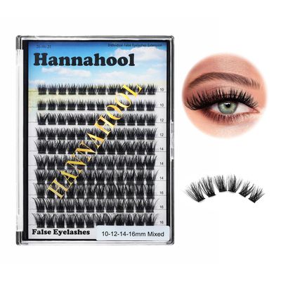 Hannahool 120pcs D Curl Individual Wide Stem Cluster DIY Eye Lashes Extensions Mixed 10-12-14-16mm14-16-18mm12-14-16mm Makeup Dramatic Volume Lashes (mixed 10-12-14-16mm)
