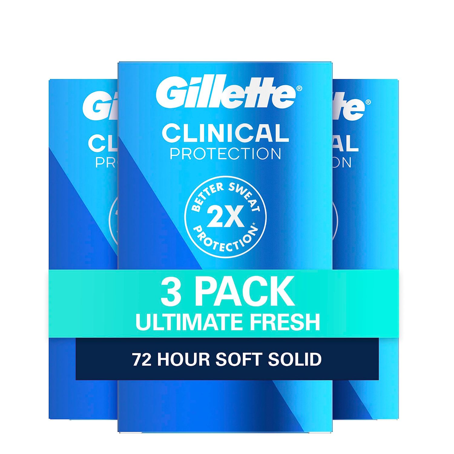 Gillette Mens Clinical Strength Antiperspirant and Deodorant, 72-Hour Sweat Protection, #1 Clinical Brand for Men, Soft Solid, Ultimate Fresh Scent, 1.7 oz (Pack of 3)