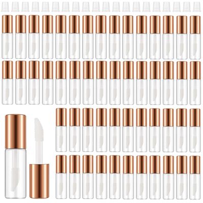 Jinei 150 Pcs Clear Empty Lip Balm Bottles 1.2ml Mini Lip Gloss Tubes, Refillable Lipstick Containers Transparent Plastic Clear Lipstick Tubes for Girl Women DIY Makeup Lip Sample Travel (Rose Gold)