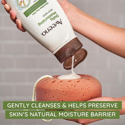 Aveeno Daily Moisturizing Body Wash, Body Wash for Dry Skin with Soothing Oat, Creamy Shower Cleanser, Gentle, Soap-Free and Dye-Free, Lightly Scented Body Wash, 33 FL OZ