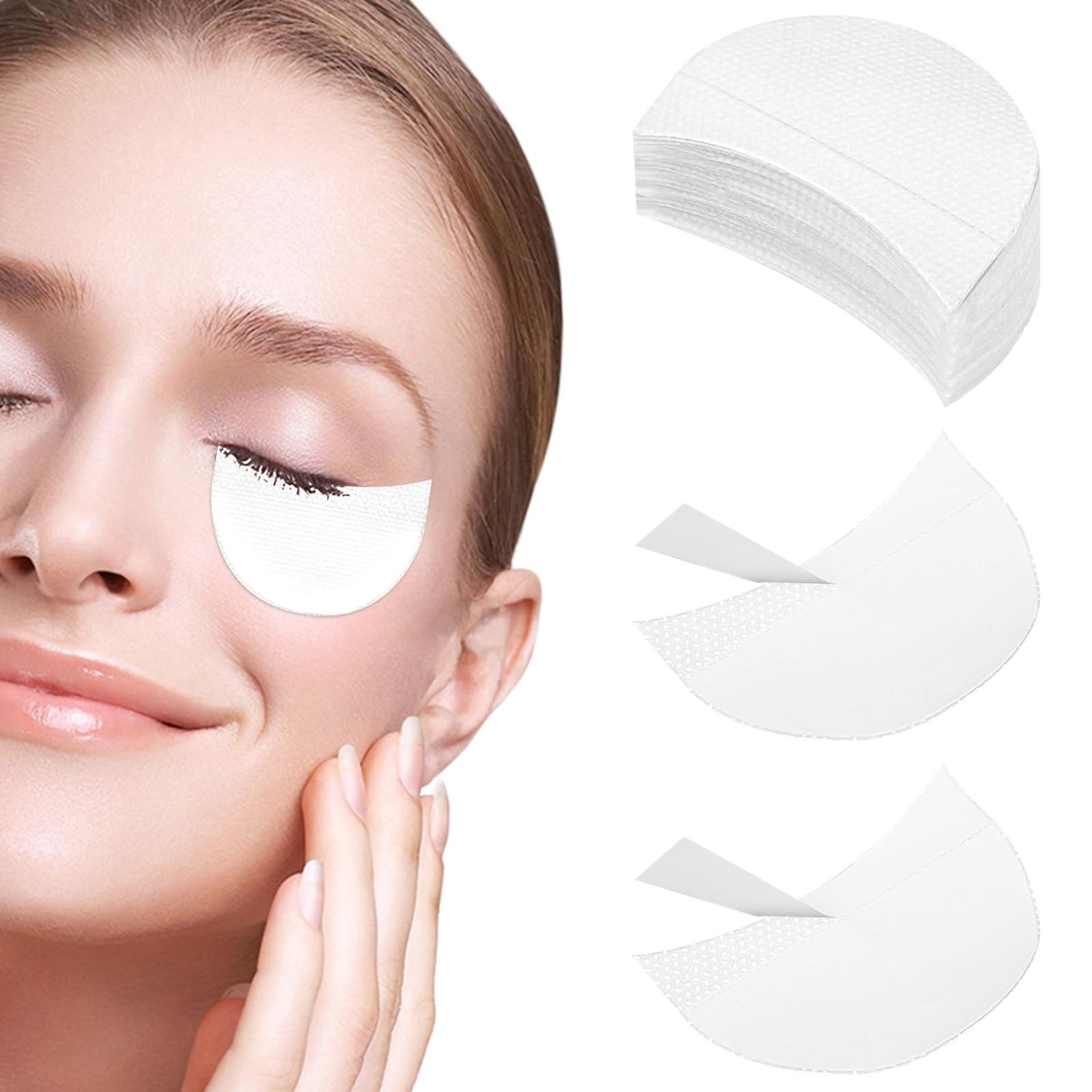 LLOUSSAK 200 Pcs Eyeshadow Shields, Professional Lint Free Under Eye Pads, Prevent Tinting Makeup Residue, Eyeshadow ProtectTape for Eyeliner, Eyelash Extensions and Lip Makeup