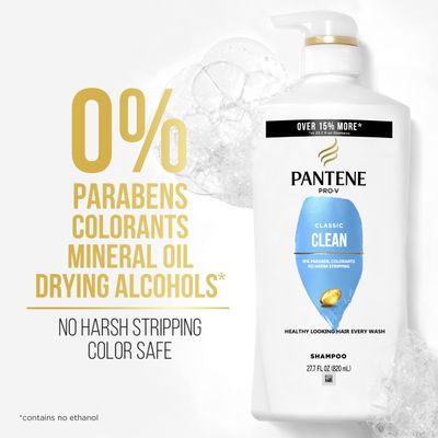 Pantene Classic Clean Shampoo Twin Pack, Pro-V Nutrients for Dry, Color-Treated Hair, Healthy Looking Hair Every Wash, Antioxidant-Rich, 27.7 Fl Oz Each Miracle Rescue Shot (0.5 Oz)