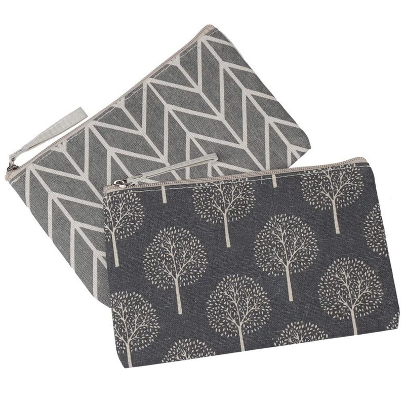 SUMAJU 2 Pcs Canvas Cosmetic Bag, Multi-Function Small Zipper Pouch Cute Makeup Pouch Travel Toiletry Bag Travel Size Toiletries Christmas Stocking Stuffers Gifts for Women,8.6  5.5 In