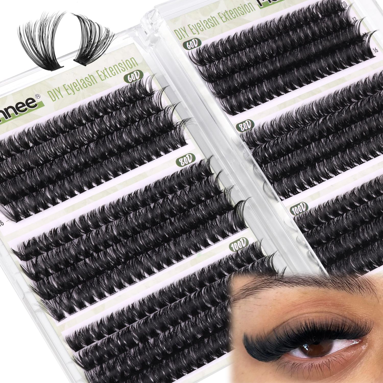 D Curl Cluster Eyelash Extensions 480Pcs Volume Lash Extensions DIY Eyelash Extensions for Beginners Wispy Eyelash Clusters Natural Fluffy Individual Lashes Clusters (60D 80D 100D Mixed, 10-16MM)