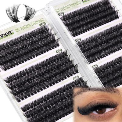 D Curl Cluster Eyelash Extensions 480Pcs Volume Lash Extensions DIY Eyelash Extensions for Beginners Wispy Eyelash Clusters Natural Fluffy Individual Lashes Clusters (60D 80D 100D Mixed, 10-16MM)