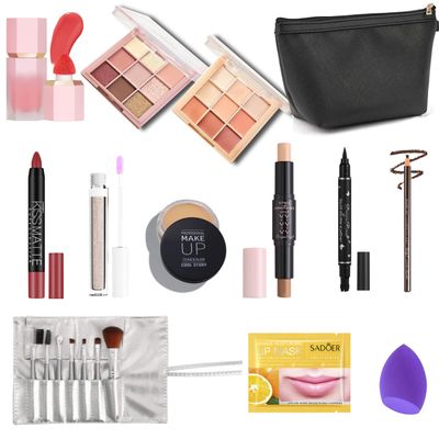 All In One Makeup Set for Women,Multipurpose Makeup Kit with Makeup Brushes, Lipsticks, Lip Gloss, Eye Shadows, Blushes, Eyebrown, Makeup Bag for Beginners and Professionals Premium Gift Set (SET A)