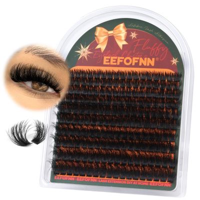 Eefofnn Fluffy Lash Clusters 120D Eyelash Clusters Volume Individual Lashes D Curl Cluster Eyelash Extensions 10-18mm Thick Lash Extension Dramatic Mega Cluster Lashes DIY Eyelash Extension